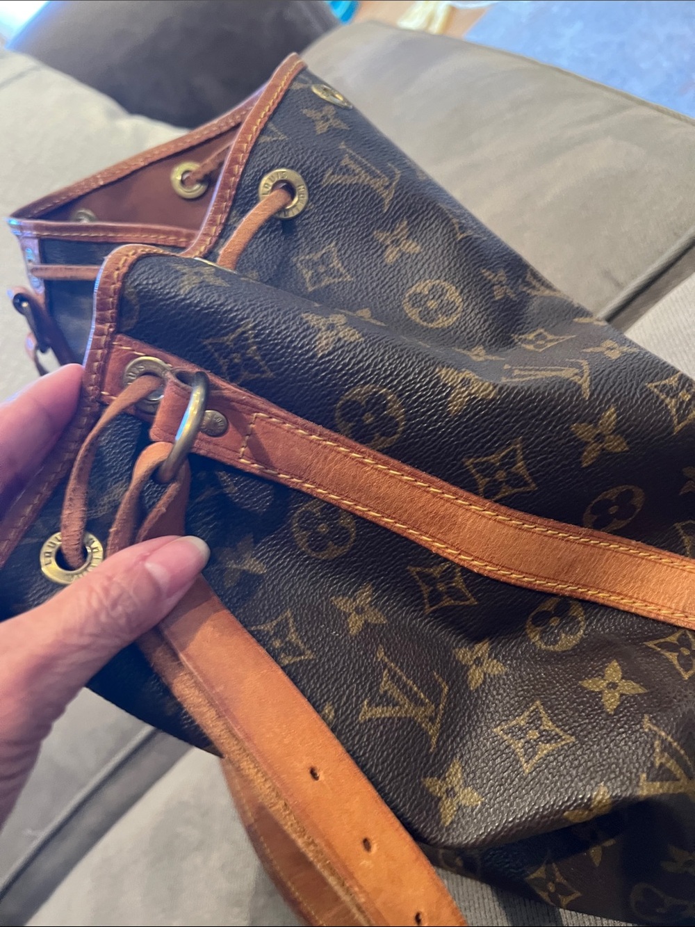 Louis Vuitton Monogram Canvas Drawstring Tote in Brown - Picture 8 of 14